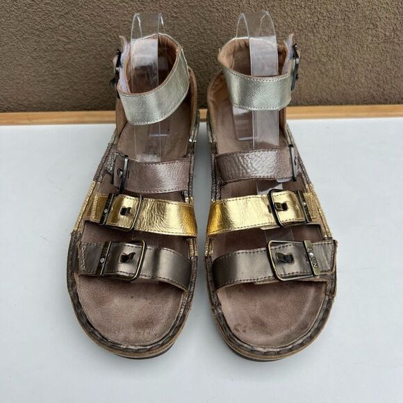 Naot Begonia Sandals Metallic Silver Gold Buckle Platform Size 41 US 10-10.5 - Picture 3 of 9